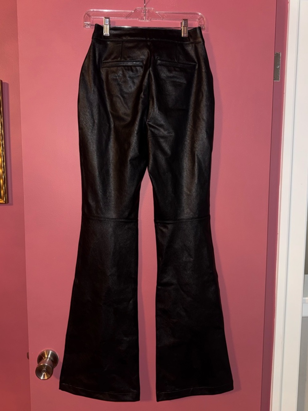 SPANX Black Faux Leather flare pants NWT - Picture 3 of 6